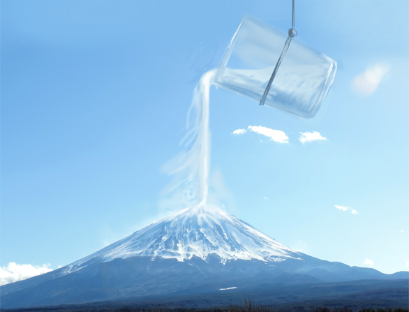 ガラスコップと富士山