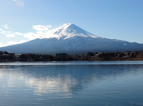 富士山　ズーム　河口湖